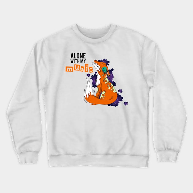 Alone With My Music - Wild Fox Crewneck Sweatshirt by LisaLiza